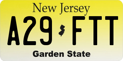 NJ license plate A29FTT