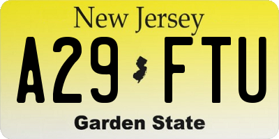 NJ license plate A29FTU