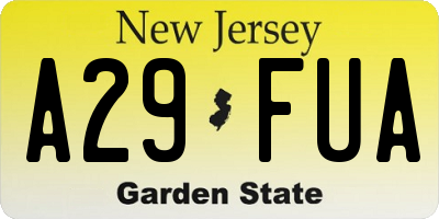 NJ license plate A29FUA