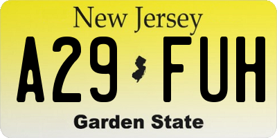 NJ license plate A29FUH