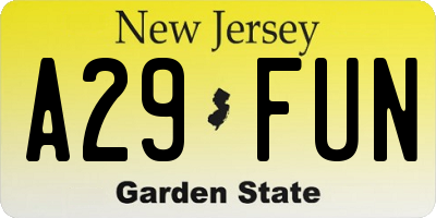 NJ license plate A29FUN
