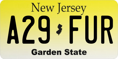 NJ license plate A29FUR