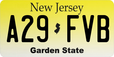 NJ license plate A29FVB