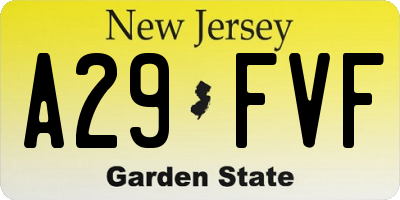 NJ license plate A29FVF