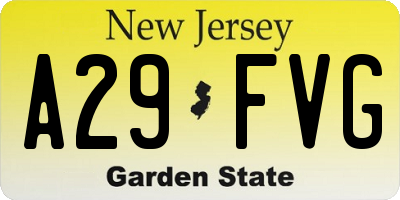 NJ license plate A29FVG