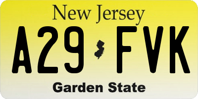 NJ license plate A29FVK