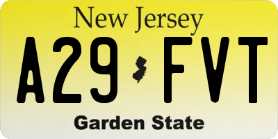NJ license plate A29FVT