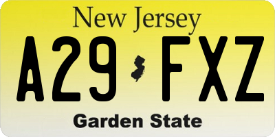 NJ license plate A29FXZ