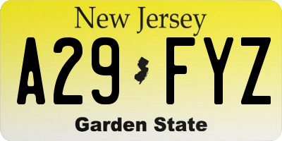 NJ license plate A29FYZ