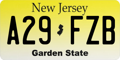 NJ license plate A29FZB