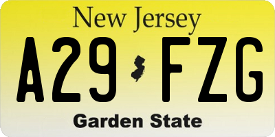 NJ license plate A29FZG