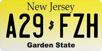 NJ license plate A29FZH