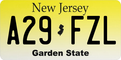 NJ license plate A29FZL