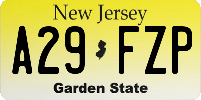 NJ license plate A29FZP