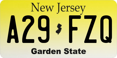 NJ license plate A29FZQ