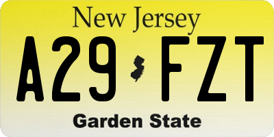 NJ license plate A29FZT