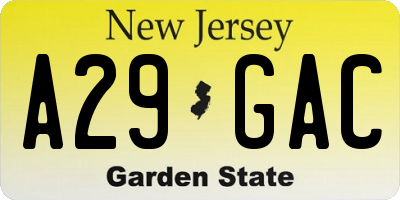 NJ license plate A29GAC