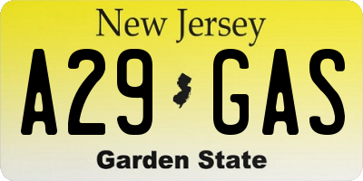 NJ license plate A29GAS