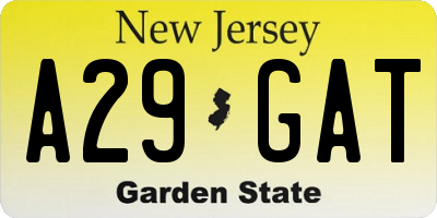 NJ license plate A29GAT