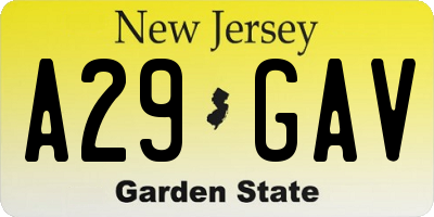 NJ license plate A29GAV