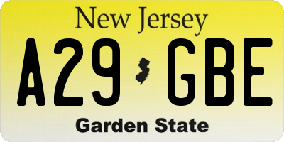 NJ license plate A29GBE
