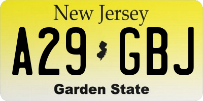 NJ license plate A29GBJ