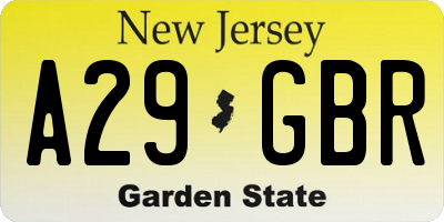 NJ license plate A29GBR