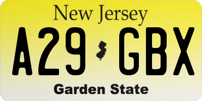 NJ license plate A29GBX