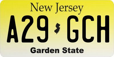 NJ license plate A29GCH