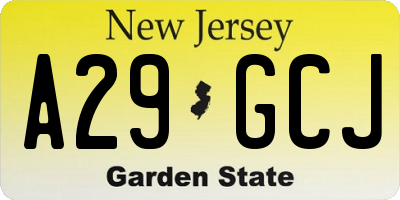 NJ license plate A29GCJ