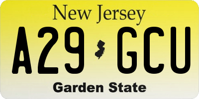NJ license plate A29GCU