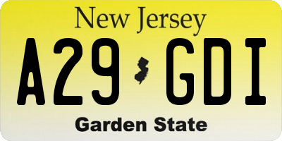 NJ license plate A29GDI