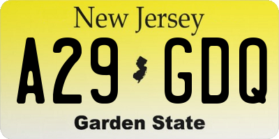 NJ license plate A29GDQ