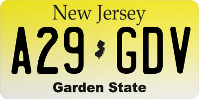 NJ license plate A29GDV