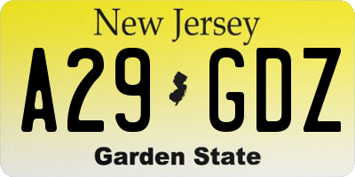 NJ license plate A29GDZ