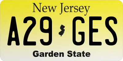 NJ license plate A29GES