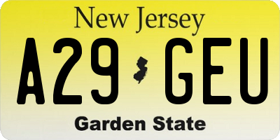 NJ license plate A29GEU