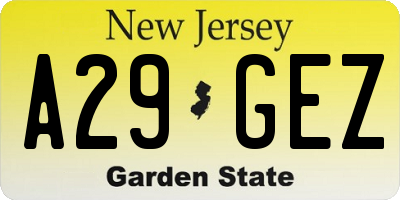 NJ license plate A29GEZ