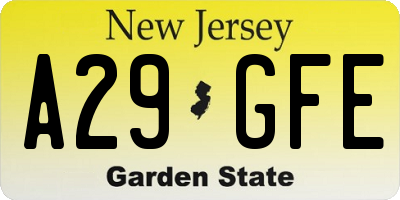 NJ license plate A29GFE