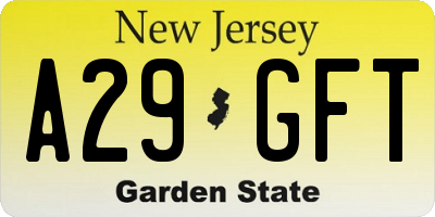 NJ license plate A29GFT