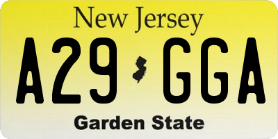 NJ license plate A29GGA