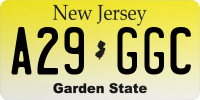 NJ license plate A29GGC