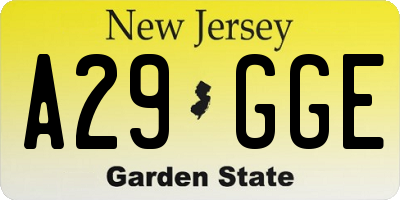 NJ license plate A29GGE