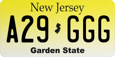 NJ license plate A29GGG