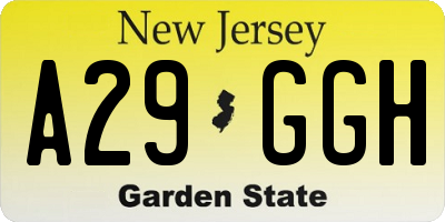 NJ license plate A29GGH