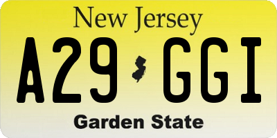 NJ license plate A29GGI