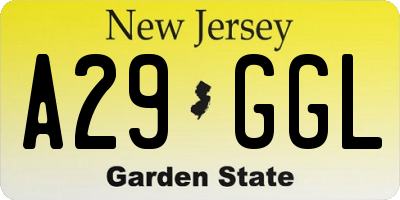 NJ license plate A29GGL
