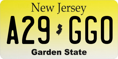 NJ license plate A29GGO