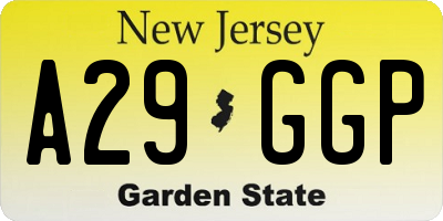NJ license plate A29GGP
