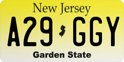 NJ license plate A29GGY